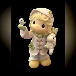 Precious Moment Charming Figurine with Bird and Lamb